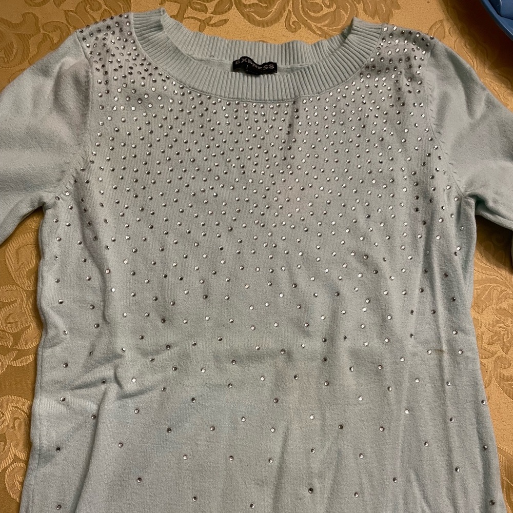 Xs light blue diamond studded express sweater